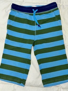 Mini Boden blue/green striped board shorts with drawstring waist sz 9 yr EUC